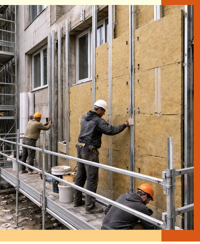 Утепление вентилируемого фасада в Кинели от 5705 руб/м2 — монтаж и утепление вентфасад | ТепломастерКнл